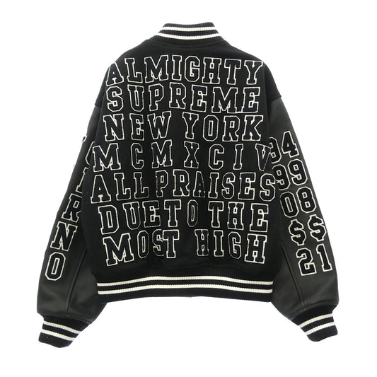 Supreme シュプリーム 25SS Praises Varsity Jacket プレイズ バーシティ ロゴワッペン スタジャン ジャケット ブラック系 S【極上美品】【中古】