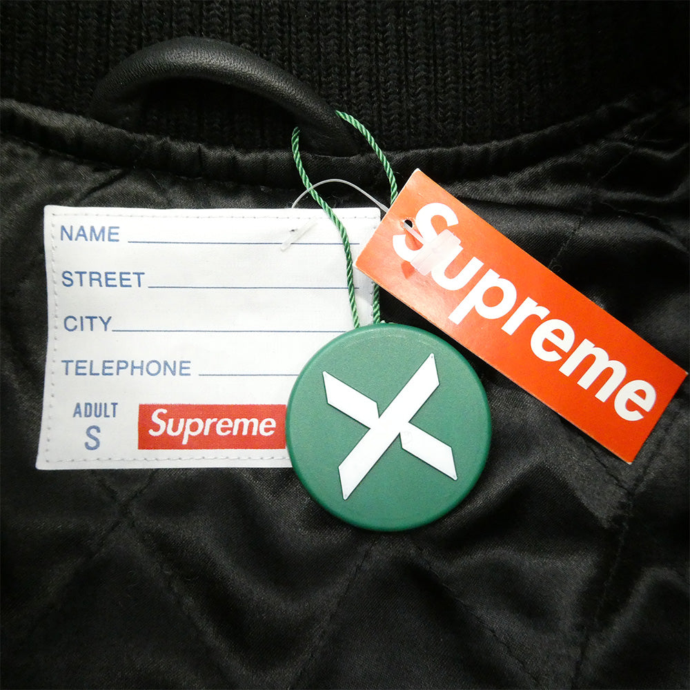 Supreme シュプリーム 25SS Praises Varsity Jacket プレイズ バーシティ ロゴワッペン スタジャン ジャケット ブラック系 S【極上美品】【中古】