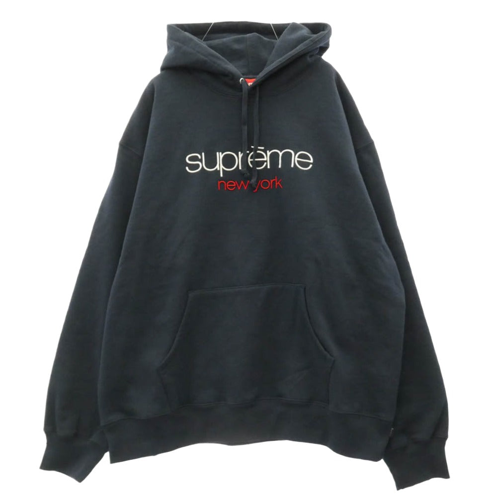 Supreme シュプリーム 26SS Classic Logo Shop Hooded Sweatshir クラシック ロゴ 刺繍 ショップ フーデッド スウェット プルオーバー パーカー フーディー ネイビー系 XL【極上美品】【中古】