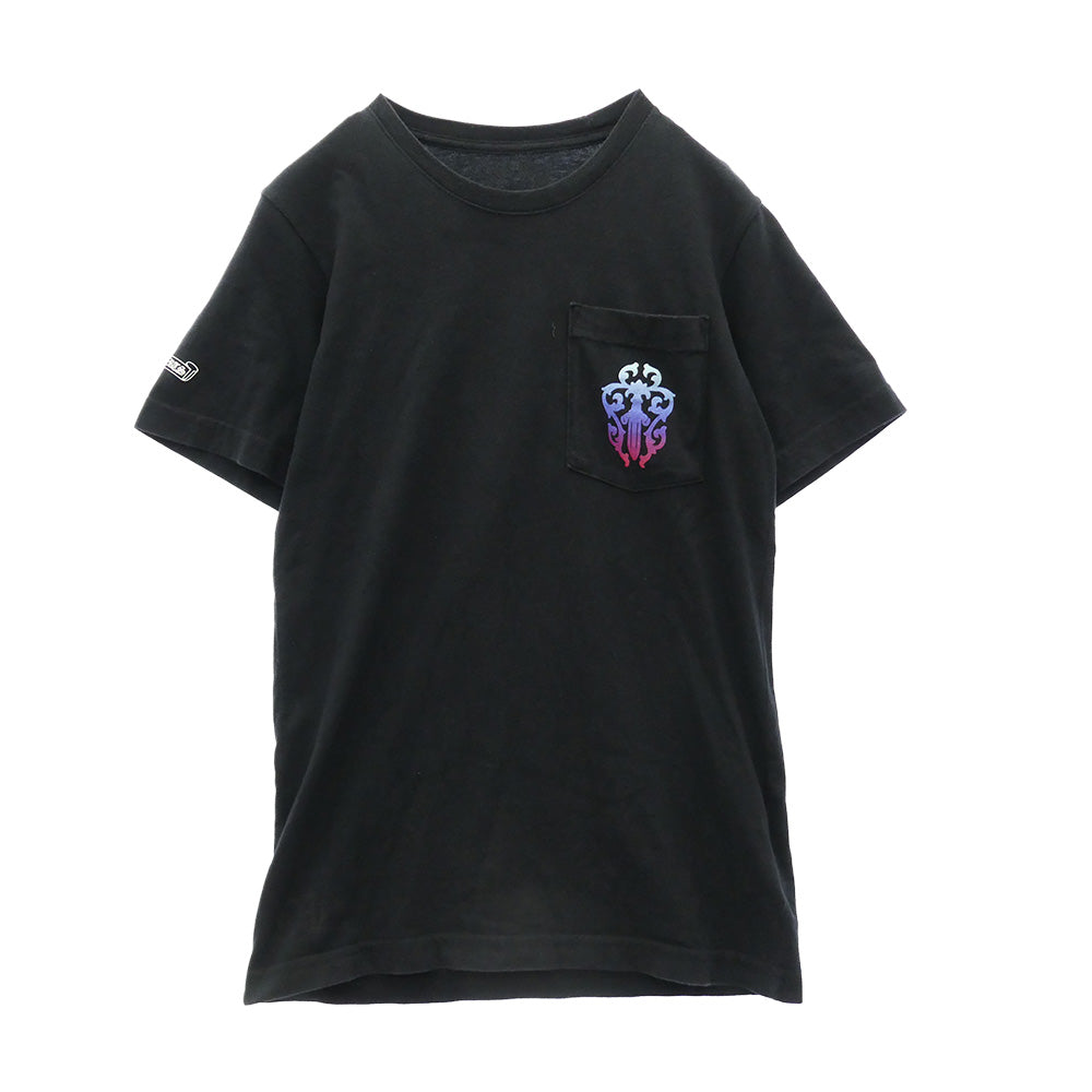 CHROME HEARTS クロムハーツ（原本無） VINE DAGGER グラデーション ヴァインダガー ホースシュープリント ポケット付 Tシャツ 半袖カットソー ブラック系 XS【中古】
