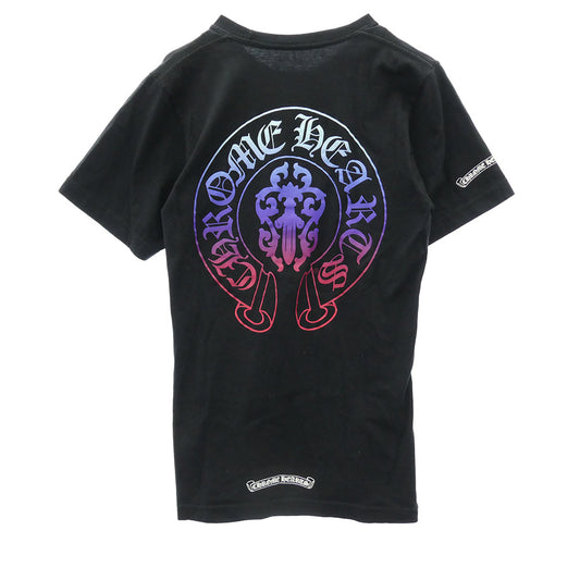CHROME HEARTS クロムハーツ（原本無） VINE DAGGER グラデーション ヴァインダガー ホースシュープリント ポケット付 Tシャツ 半袖カットソー ブラック系 XS【中古】