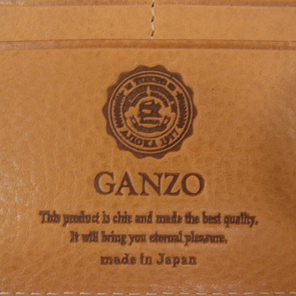 GANZO ガンゾ THIN BRIDLE シンブライドル ファスナー小銭入れ付き長財布 ヘーゼル ブラウン系【美品】【中古】