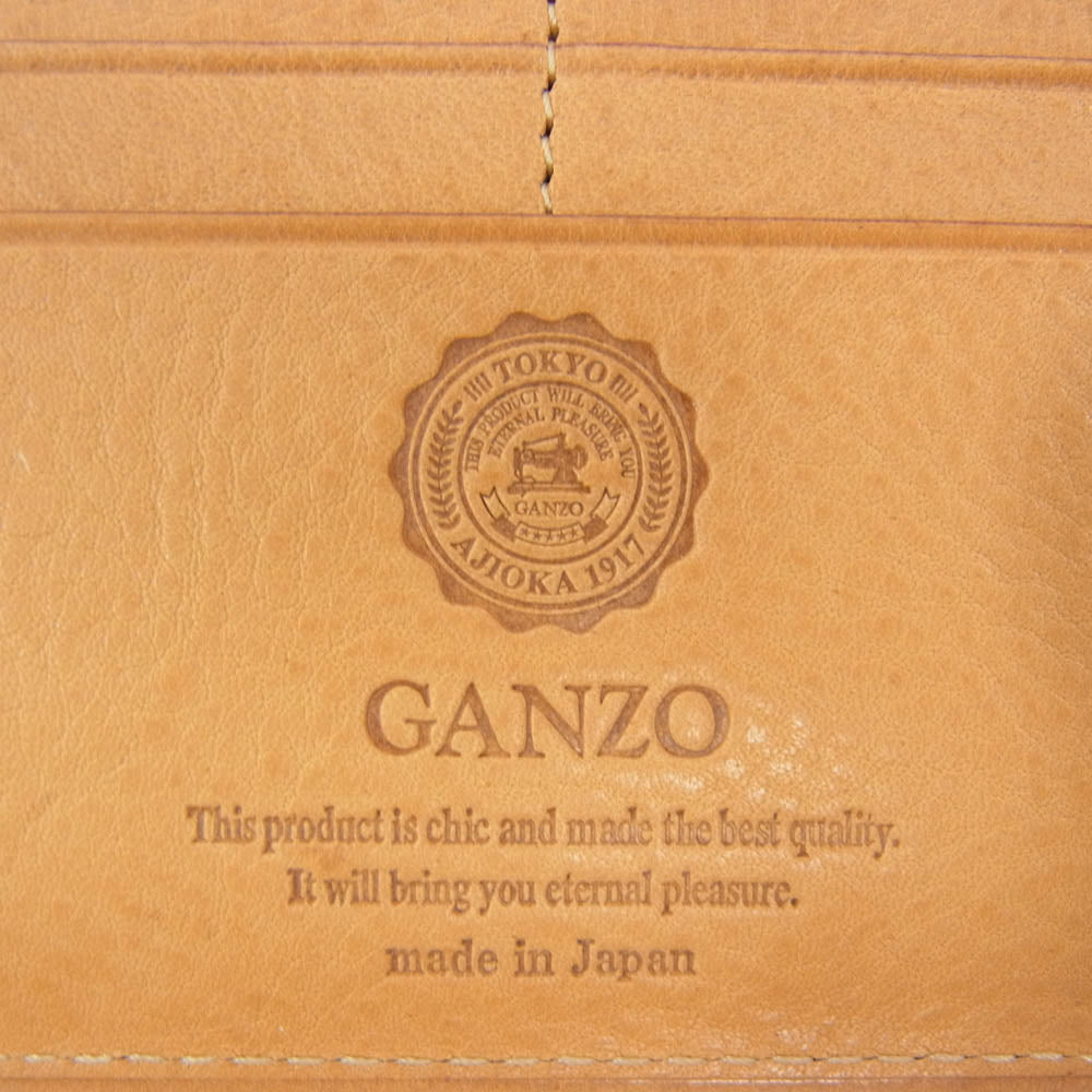 GANZO ガンゾ THIN BRIDLE シンブライドル ファスナー小銭入れ付き 長財布 ネイビー系【美品】【中古】