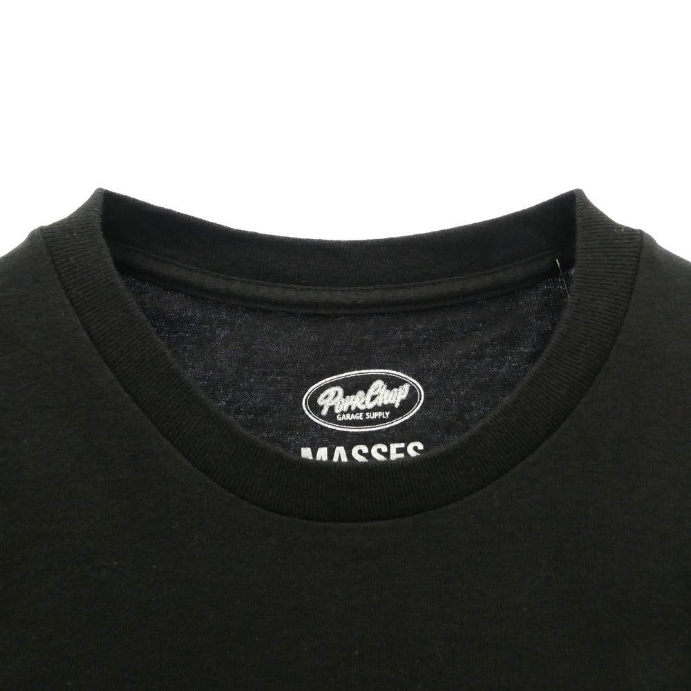 PORKCHOP ポークチョップ MASSES マシス 25SS x MASSES マシス T-SHIRT BEAR ベア プリント 半袖 Tシャツ ブラック系 L【極上美品】【中古】