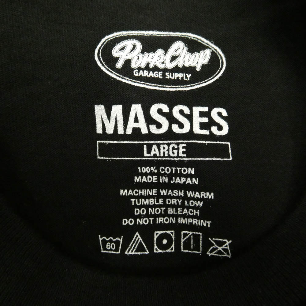 PORKCHOP ポークチョップ MASSES マシス 25SS x MASSES マシス T-SHIRT BEAR ベア プリント 半袖 Tシャツ ブラック系 L【極上美品】【中古】
