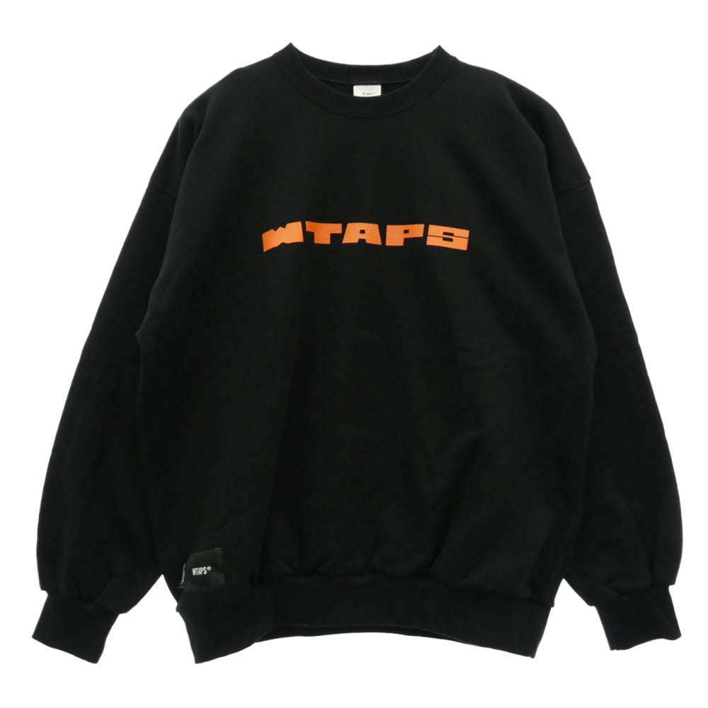 WTAPS ダブルタップス 25AW BRICK SWEATER COTTON ブリック コットン クルーネック スウェット トレーナー ブラック系 03【美品】【中古】