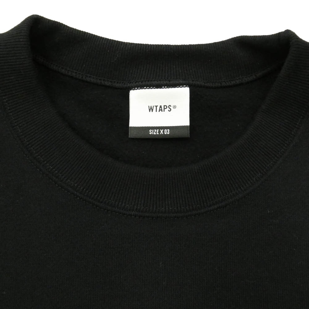 WTAPS ダブルタップス 25AW BRICK SWEATER COTTON ブリック コットン クルーネック スウェット トレーナー ブラック系 03【美品】【中古】