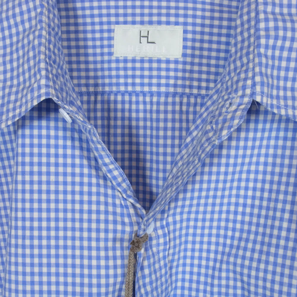 ヘリル 26SS 26-050-HL-8040-10 Broad Workshirt ボード ワーク 長袖 シャツ ライトブルー系 4【新古品】【未使用】【中古】