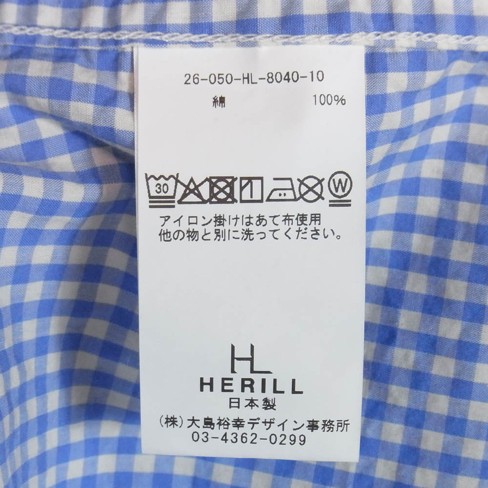 ヘリル 26SS 26-050-HL-8040-10 Broad Workshirt ボード ワーク 長袖 シャツ ライトブルー系 4【新古品】【未使用】【中古】