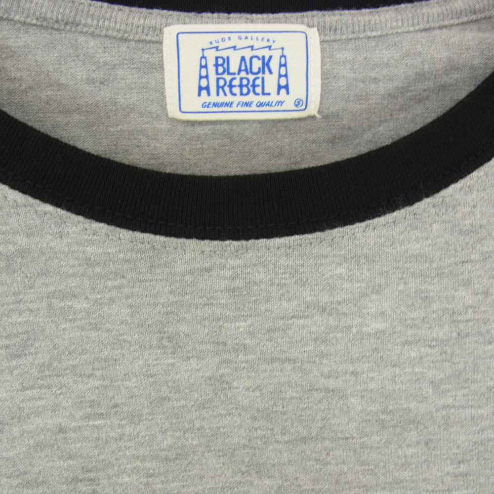 RUDE GALLERY BLACK REBEL ルードギャラリーブラックレーベル Out on the Weekend リンガー 半袖 Tシャツ グレー系 サイズ表記無【中古】