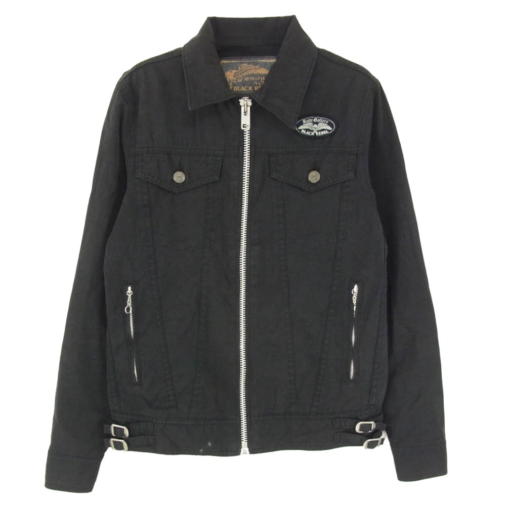 RUDE GALLERY BLACK REBEL ルードギャラリーブラックレーベル SKULL FLIGHT スカル フライト ワッペン ジップ ジャケット ブラック系 S【中古】