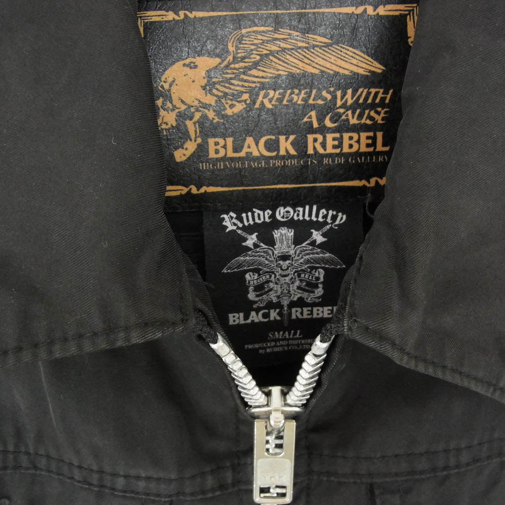 RUDE GALLERY BLACK REBEL ルードギャラリーブラックレーベル SKULL FLIGHT スカル フライト ワッペン ジップ ジャケット ブラック系 S【中古】