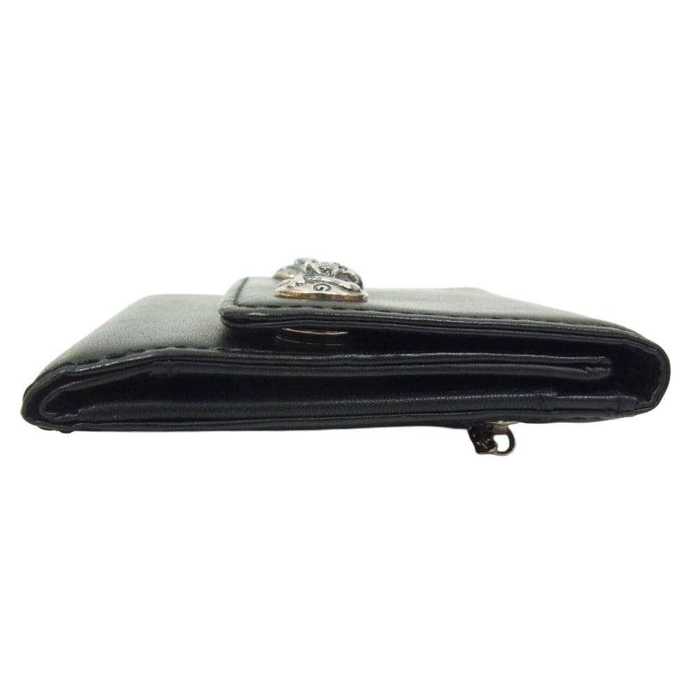 RUDE GALLERY ルードギャラリー RG1423 THREE FOLD WALLET SKULL スリー フォールド スカル 三つ折り レザー ウォレット 財布 ブラック系【中古】