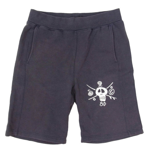 STUSSY ステューシー オールド クラウンタグ スカル プリント ショーツ ネイビー系 M【中古】