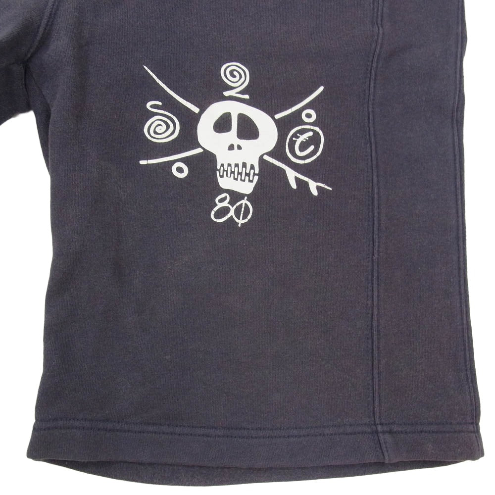 STUSSY ステューシー オールド クラウンタグ スカル プリント ショーツ ネイビー系 M【中古】