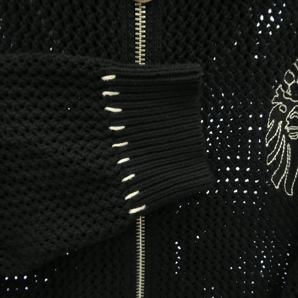A BATHING APE アベイシングエイプ 001KNL701301M CROCHET ZIPPED HOODIE クロシェ ジップアップ フーディー パーカー ブラック系 M【中古】