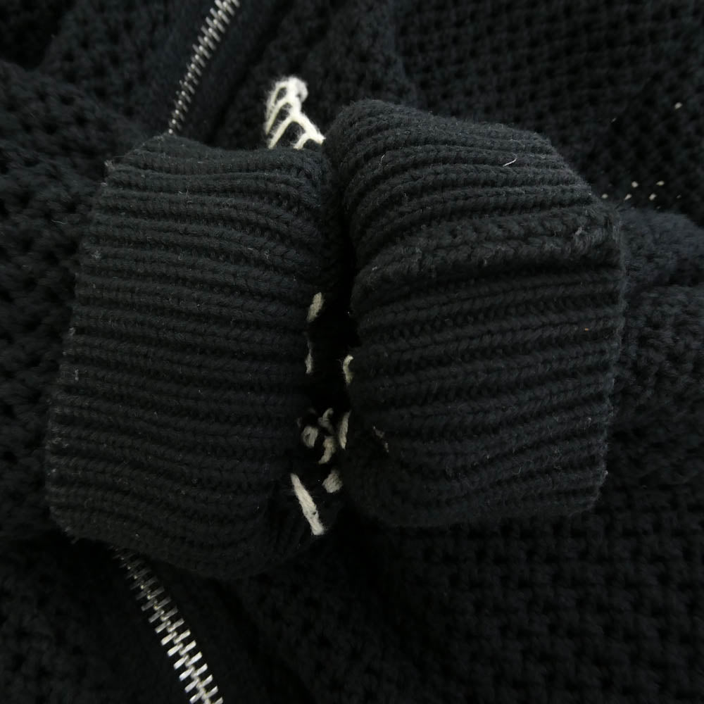 A BATHING APE アベイシングエイプ 001KNL701301M CROCHET ZIPPED HOODIE クロシェ ジップアップ フーディー パーカー ブラック系 M【中古】