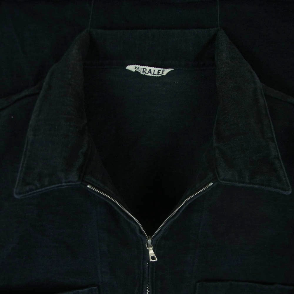 AURALEE オーラリー 19SS A9SP01AR STAND UP HALF ZIP POLO ポロ シャツ コットン 日本製 ブラック系 3【中古】