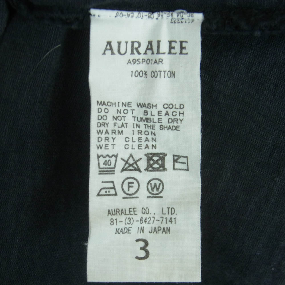 AURALEE オーラリー 19SS A9SP01AR STAND UP HALF ZIP POLO ポロ シャツ コットン 日本製 ブラック系 3【中古】