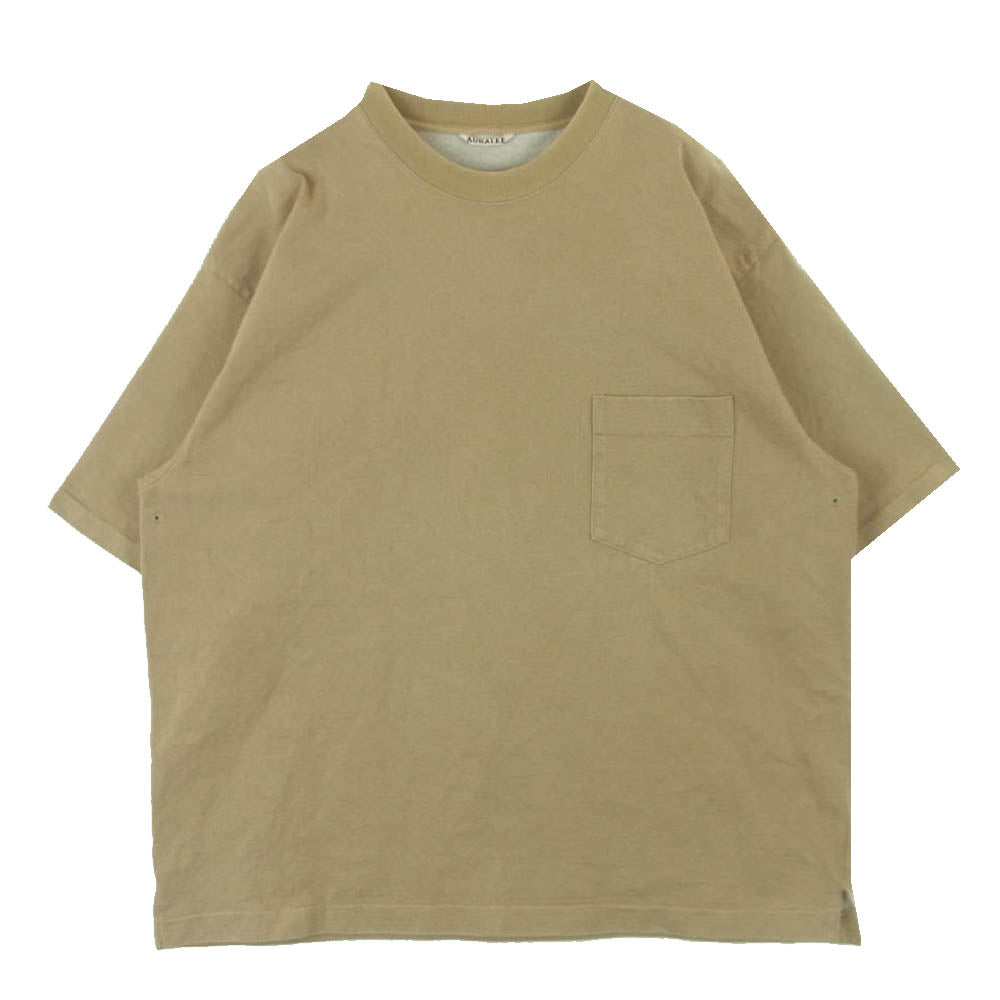 AURALEE オーラリー 16SS A6ST01SU TAND-UP TEE スタンドアップ 半袖 Tシャツ コットン 日本製 ベージュ系 5【中古】