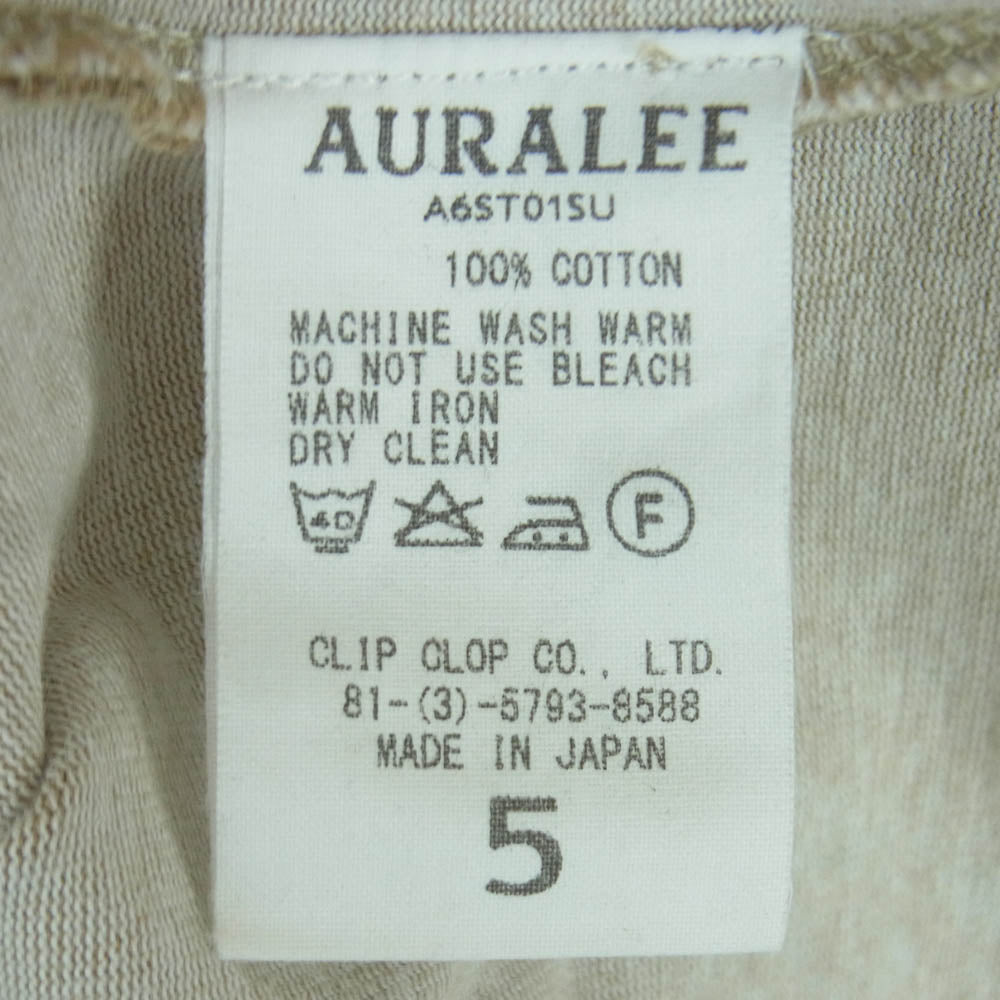 AURALEE オーラリー 16SS A6ST01SU TAND-UP TEE スタンドアップ 半袖 Tシャツ コットン 日本製 ベージュ系 5【中古】
