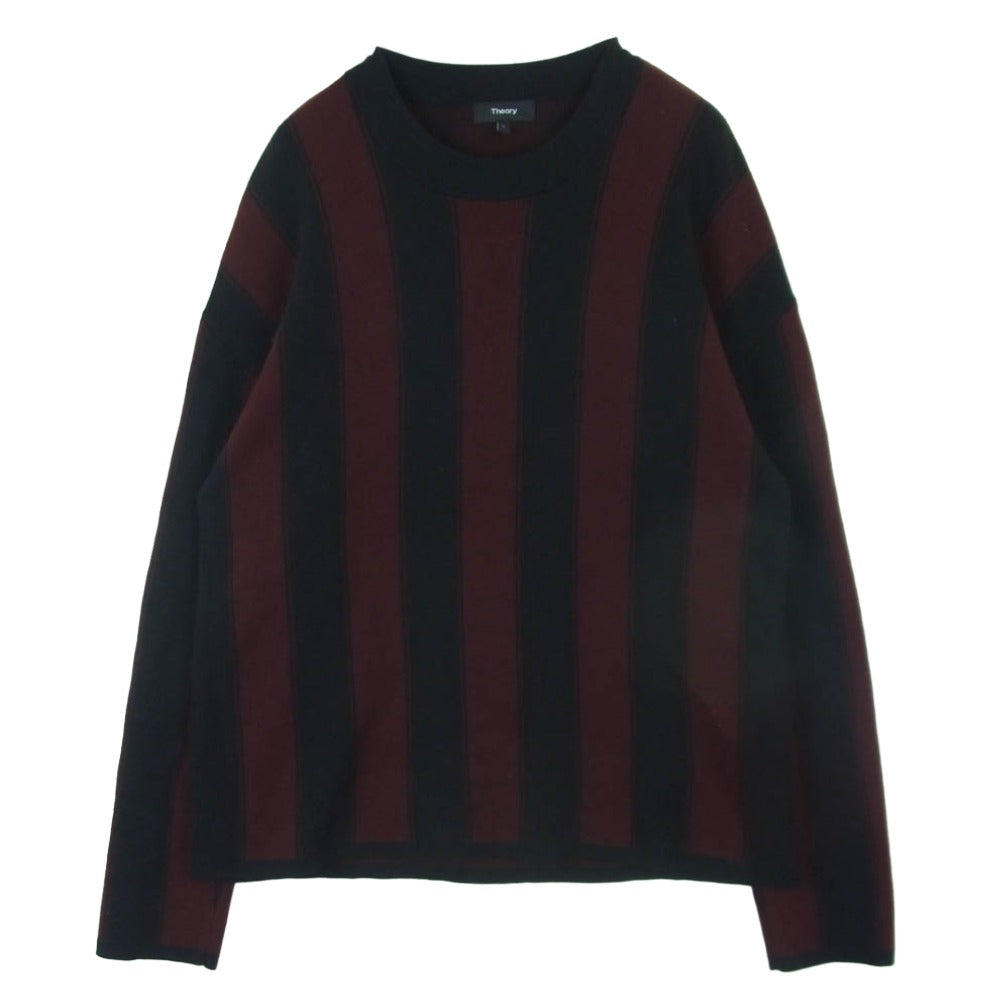 theory セオリー GOAS TN ウール ストライプ ニット セーター 中国製 レッド系 ブラック系 L【中古】