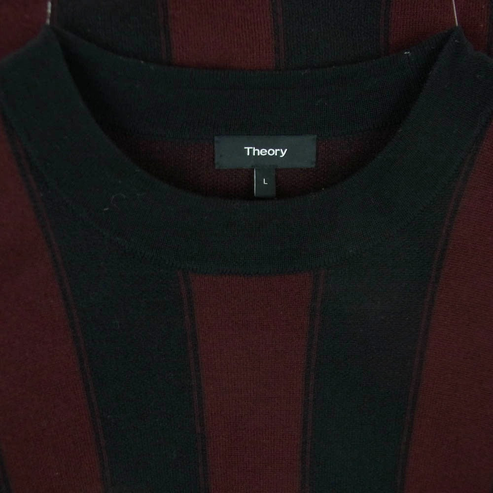 theory セオリー GOAS TN ウール ストライプ ニット セーター 中国製 レッド系 ブラック系 L【中古】