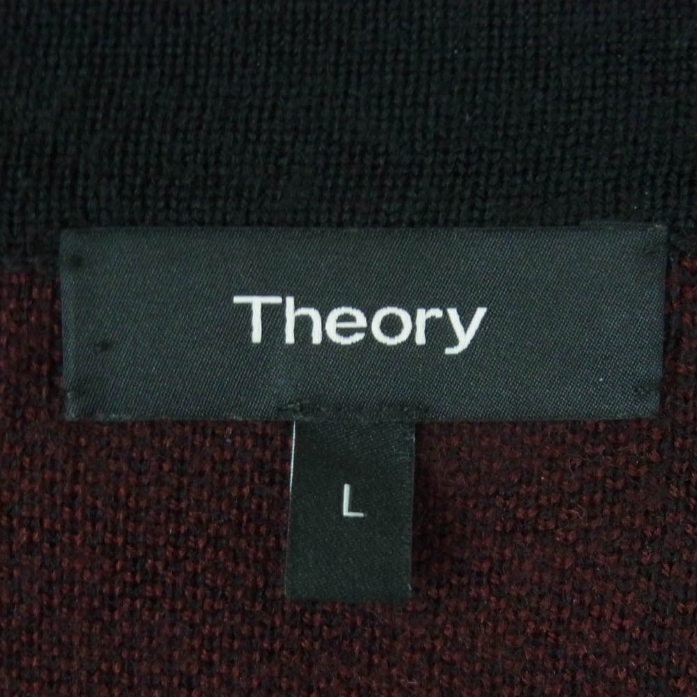theory セオリー GOAS TN ウール ストライプ ニット セーター 中国製 レッド系 ブラック系 L【中古】