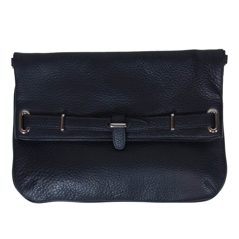 PELLE MORBIDA ペッレモルビダ MB037A 2WAY レザー クラッチ ショルダーバッグ ダークネイビー系【中古】
