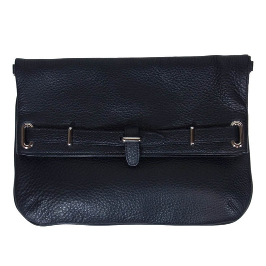 PELLE MORBIDA ペッレモルビダ MB037A 2WAY レザー クラッチ ショルダーバッグ ダークネイビー系【中古】