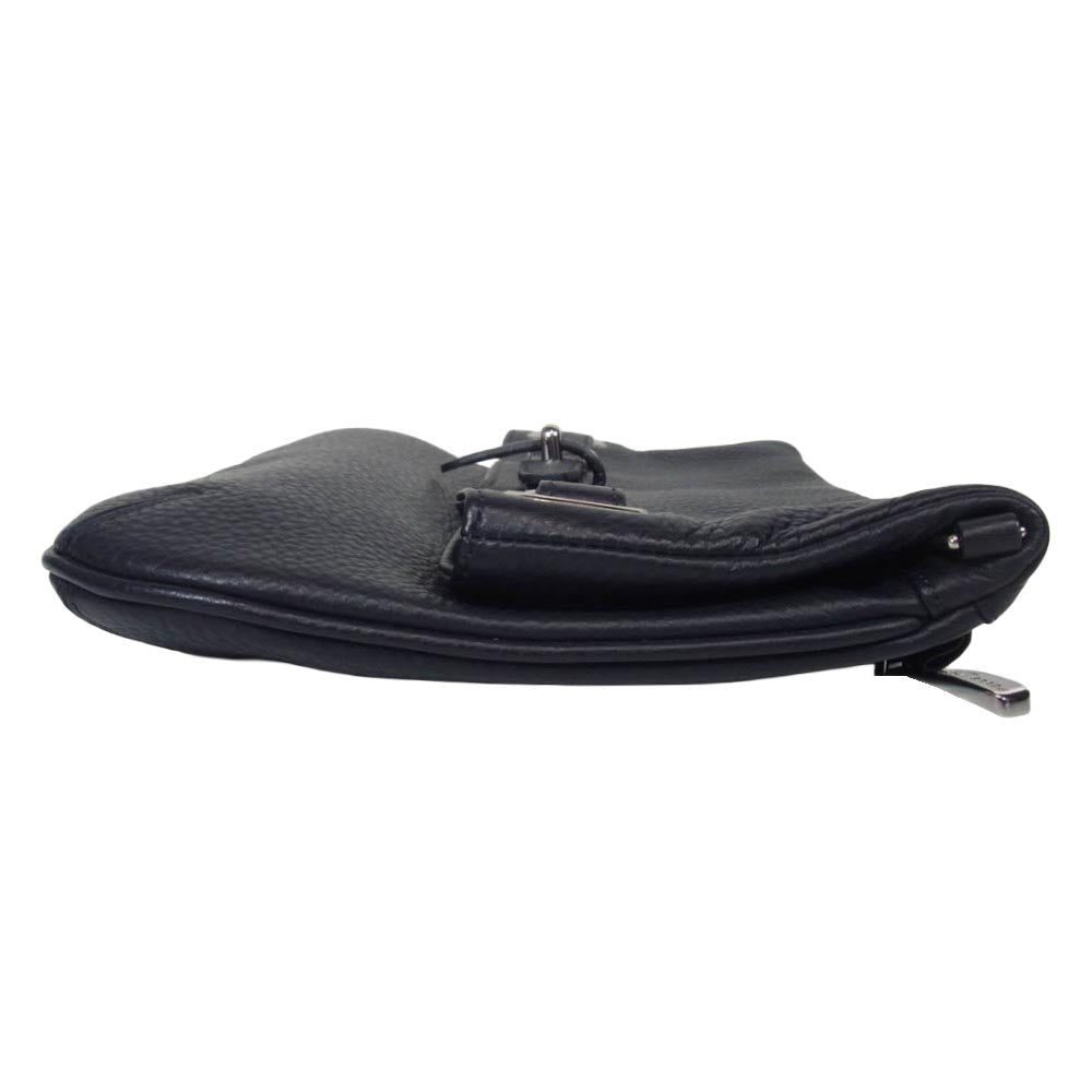 PELLE MORBIDA ペッレモルビダ MB037A 2WAY レザー クラッチ ショルダーバッグ ダークネイビー系【中古】