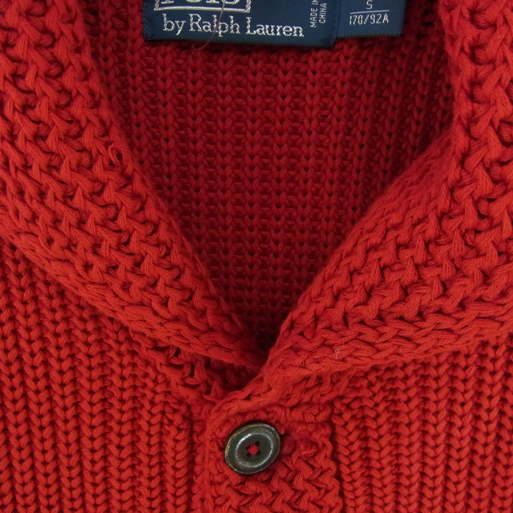 POLO RALPH LAUREN ポロ・ラルフローレン 0185414WGB コットン ショールカラー ローゲージ リブ ニット カーディガン レッド系 S【中古】