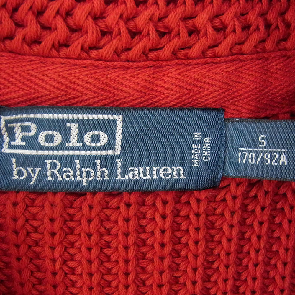 POLO RALPH LAUREN ポロ・ラルフローレン 0185414WGB コットン ショールカラー ローゲージ リブ ニット カーディガン レッド系 S【中古】