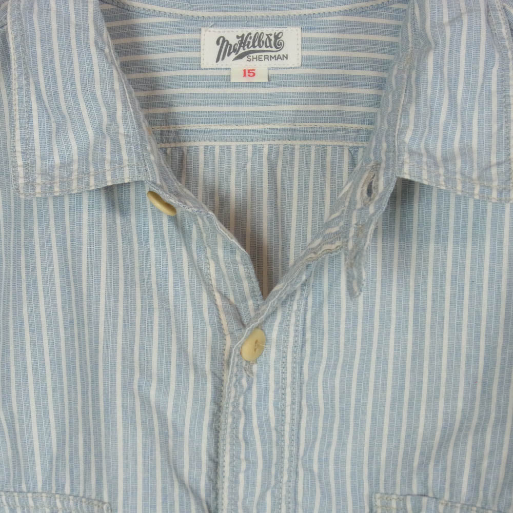 TOY'S McCOY トイズマッコイ ストライプ ワーク シャツ 長袖 シャツ ライトブルー系 15【中古】