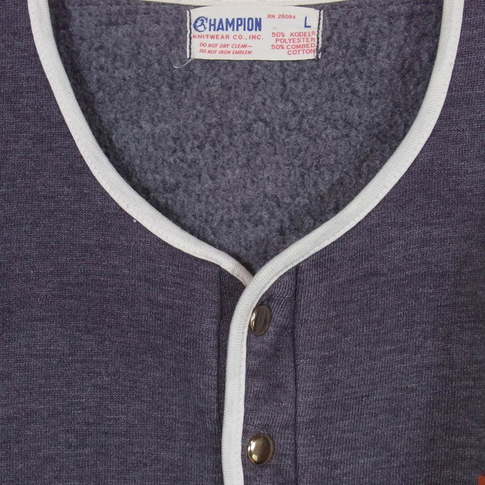 Champion チャンピオン ヴィンテージ ランタグ ヘンリーネック 半袖 スウェット ダークグレー系 L【中古】
