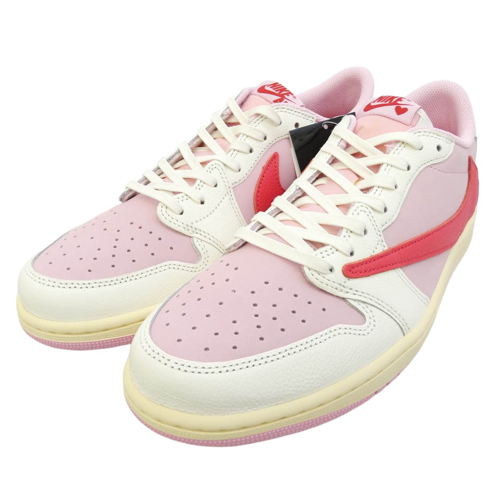NIKE ナイキ IQ7604-101 【フェイクバスターズ鑑定済】 × Travis Scott トラヴィススコット × Air Jordan 1 Retro Low OG Sail Tropical Pink エアジョーダン1 レトロ ロー ローカットスニーカー ピンク系 ホワイト系 29cm【新古品】【未使用】【中古】