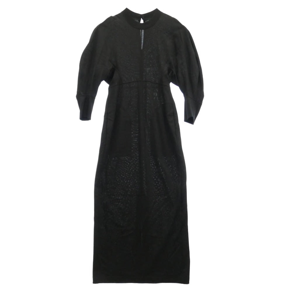マメクロゴウチ MM23PF-JS735 Cotton Jersey Dress コットン ジャージー ドレス 長袖 ワンピース ブラック系 3【中古】