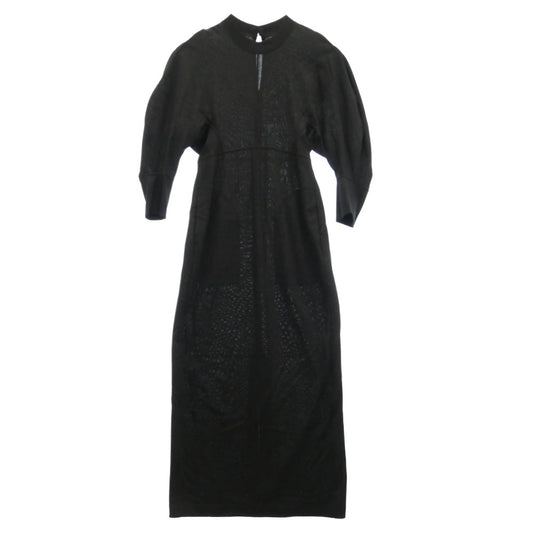 マメクロゴウチ MM23PF-JS735 Cotton Jersey Dress コットン ジャージー ドレス 長袖 ワンピース ブラック系 3【中古】