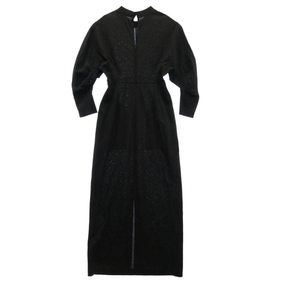 マメクロゴウチ MM23PF-JS735 Cotton Jersey Dress コットン ジャージー ドレス 長袖 ワンピース ブラック系 3【中古】