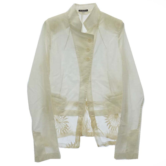ANN DEMEULEMEESTER アンドゥムルメステール 16SS 21-31-461020 肩パッド入り シフォン裾 シャツ ジャケット オフホワイト系 34【中古】