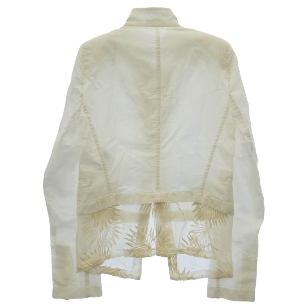 ANN DEMEULEMEESTER アンドゥムルメステール 16SS 21-31-461020 肩パッド入り シフォン裾 シャツ ジャケット オフホワイト系 34【中古】