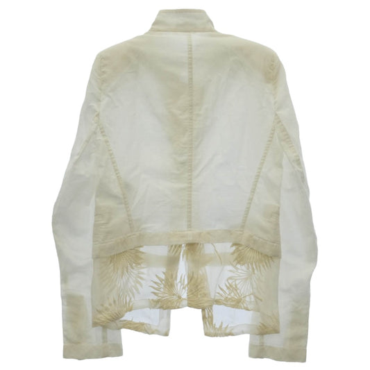 ANN DEMEULEMEESTER アンドゥムルメステール 16SS 21-31-461020 肩パッド入り シフォン裾 シャツ ジャケット オフホワイト系 34【中古】