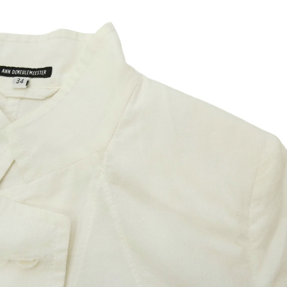 ANN DEMEULEMEESTER アンドゥムルメステール 16SS 21-31-461020 肩パッド入り シフォン裾 シャツ ジャケット オフホワイト系 34【中古】