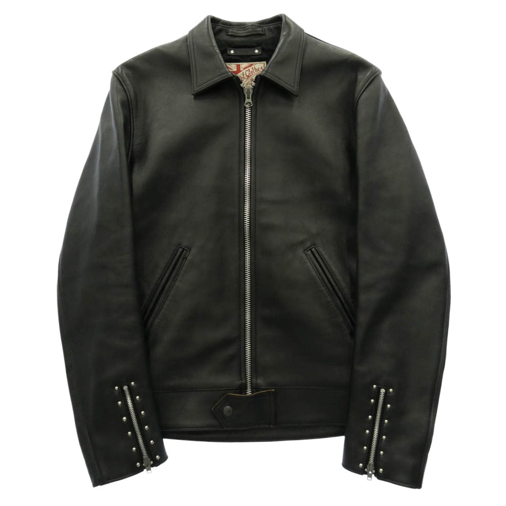 ADDICT CLOTHES アディクトクローズ MINEDENIM マインデニム × MINEDENIM Double Riders マインデニム レザー シングル ライダース ジャケット ブラック系 40【中古】