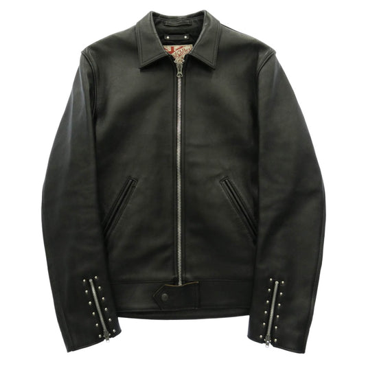 ADDICT CLOTHES アディクトクローズ MINEDENIM マインデニム × MINEDENIM Double Riders マインデニム レザー シングル ライダース ジャケット ブラック系 40【中古】