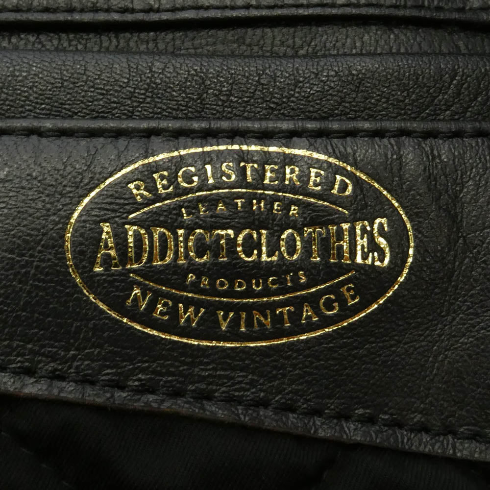 ADDICT CLOTHES アディクトクローズ MINEDENIM マインデニム × MINEDENIM Double Riders マインデニム レザー シングル ライダース ジャケット ブラック系 40【中古】