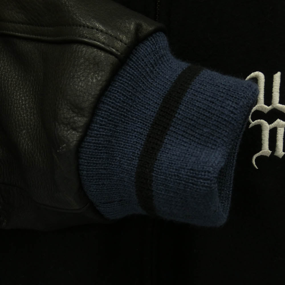 WACKO MARIA ワコマリア 26SS 26SS-WMO-BL05 LEATHER VARSITY JACKET ( TYPE-1 ) 袖レザー バーシティ ジャケット スタジャン ブラック系 M【中古】