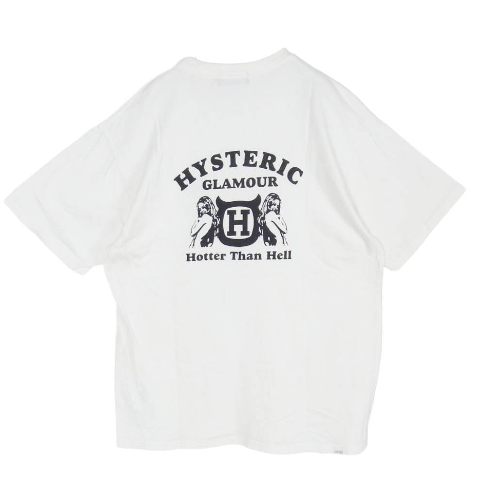 HYSTERIC GLAMOUR ヒステリックグラマー 02241CT54 HOTTER THAN HELL ヒスガール プリント Tシャツ 半袖 カットソー ホワイト系 XL【中古】