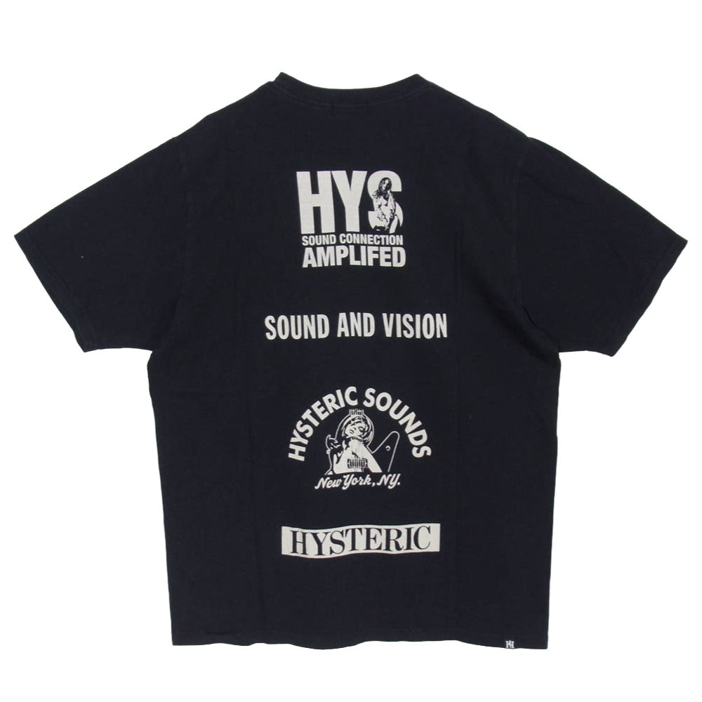 HYSTERIC GLAMOUR ヒステリックグラマー 02192CT12 HYS SOUNDS SCRATCH Tシャツ ヒスガール ワンポイント バックプリント 半袖 カットソー ブラック系 XL【中古】