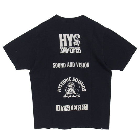 HYSTERIC GLAMOUR ヒステリックグラマー 02192CT12 HYS SOUNDS SCRATCH Tシャツ ヒスガール ワンポイント バックプリント 半袖 カットソー ブラック系 XL【中古】